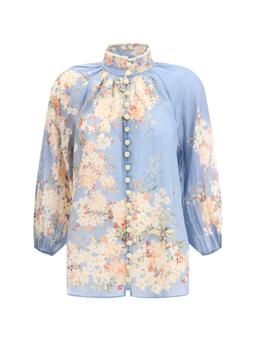 Zimmermann Cascadian Blouse With Puff Sleeves