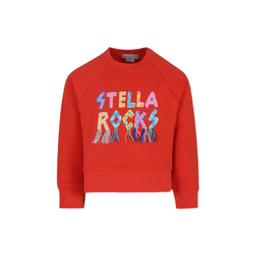 Stella McCartney Kids Red Cropped Sweatshirt For Girl With Logo