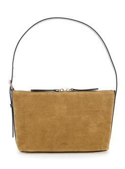 A. P.C. vera Beige Shoulder Bag With Top Handle And Zip Closure In Suede Woman