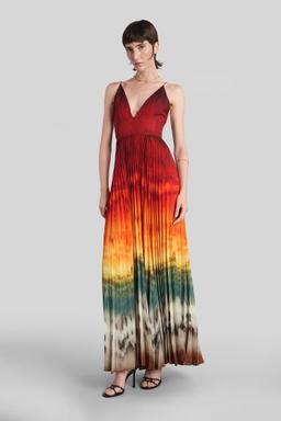 Alice + Olivia Lauren Long Dress In Red Polyester