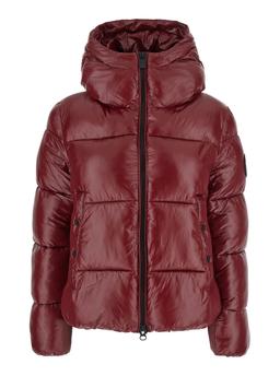 Save the Duck biddy Bordeaux Down Jacket With Hood And Logo On The Sleeve In Tech Fabric Woman