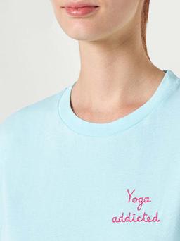 MC2 Saint Barth Woman Cotton T-shirt With yoga Addicted Embroidered Writing