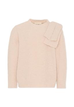 Douuod Beige Sweater For Girl With Bow