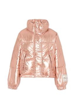 Molo Pink Down Jacket For Girl With Logo