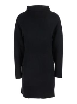 Parosh Black Turtleneck Midi Dress In Wool And Cashmere Woman