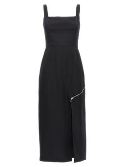 Alexander McQueen Zip Wool Midi Dress