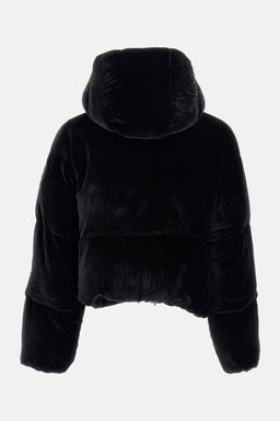 Elisabetta Franchi Padded Jacket Cropped In Black Velvet