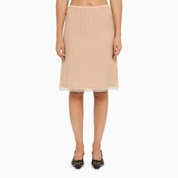 Gucci Nude Acetate Skirt With Lace