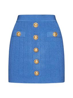 Balmain Logo Button Knit Skirt