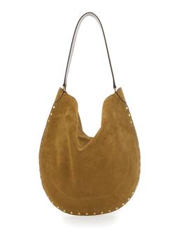 Isabel Marant oskan Hobo Beige Shoulder Bag With Studs Trim In Suede Woman