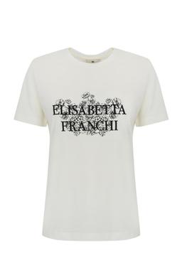 Elisabetta Franchi Jersey T-shirt With Logo Print And Embroidery