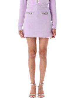 self-portrait Crystal Trim Knit Skirt