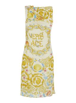 Versace underwater Barocco Multicolor Sleeveless Dress With Tie Detail On The Sleeve And All-over Barocco Motif In Viscose Woman