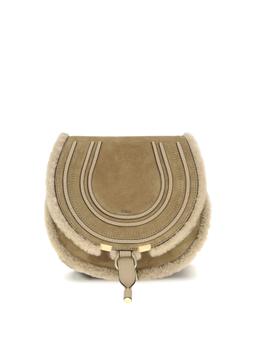 Chloé Small Saddle Marcie Shoulder Bag In Suede And Shearling