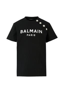 Balmain Black T-shirt For Girl With White Logo