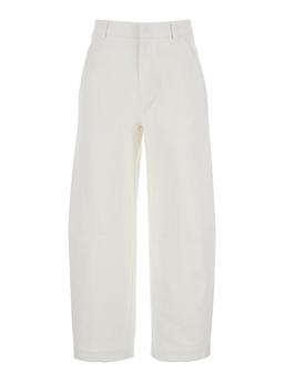 Tela Cosmo White Trousers With Wide-leg And Two Welt Pockets In Cotton Woman