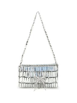 self-portrait Silver Crystal Bow Mini Shoulder Bag