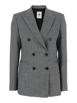 PT Torino Grey Double-breasted Jacket With Peak Revers In Wool Blend Woman