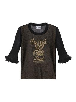Ganni Sheer Jacquard Top