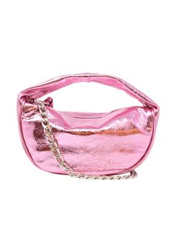 By Far Baby Cush Pink Metallic Leather Handbag