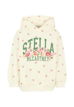 Stella McCartney Kids White Sweatshirt For Girl With Flowers And Logo