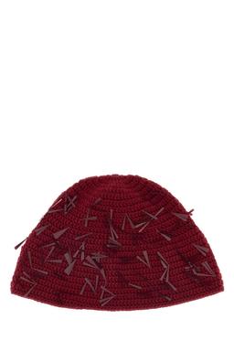 Alanui Tiziano Red Wool Blend Sunset On Manhattan Beanie Hat