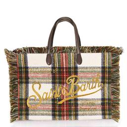 MC2 Saint Barth Vanity Wooly White Tartan Shoulder Bag
