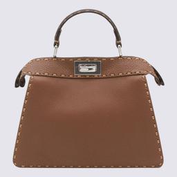 Fendi Brown Leather Peekaboo Iseeu Small Top Handle Bag