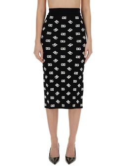 Dolce & Gabbana Viscose Logo Jacquard Pencil Skirt