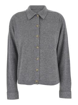 Totême Grey Shirt With Raglan Sleeves In Cashmere Woman