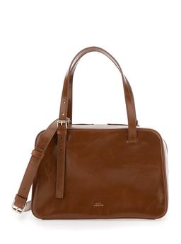 A. P.C. virginie Brown Shoulder Bag With Removable Shoulder Strap And Front Logo In Leather Woman