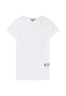 N.21 White T-shirt For Girl With Logo