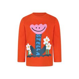 Stella McCartney Kids Orange T-shirt For Girl With Flowers