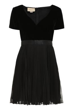 Gucci V-neck Pleated Mini Dress