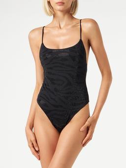 MC2 Saint Barth Woman One Piece Swimsuit With Zebra Rhinestones