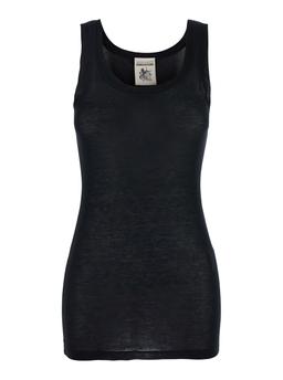 SEMICOUTURE Black Sleeveless Top With U-neck In Viscose Woman