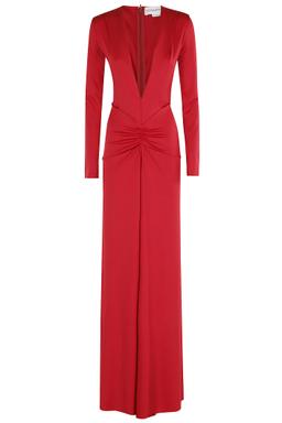 Victoria Beckham Long Sleeve Deep V-neck Gown