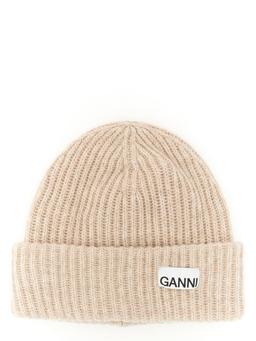 Ganni Beanie Hat With Logo