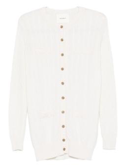 Lisa Yang Long, Flat-knit Wool Cardigan Sweater