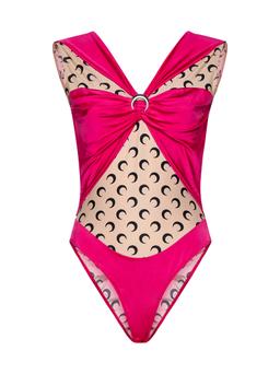 Marine Serre Fuchsia And Beige Bodysuit