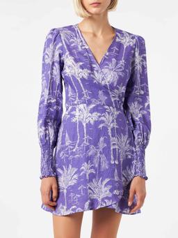 MC2 Saint Barth Linen Short Dress Brilly With Toile De Jouy Print