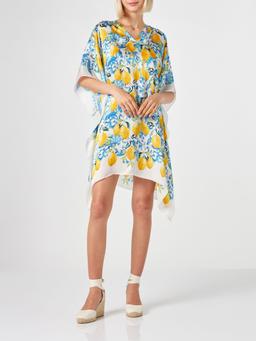 MC2 Saint Barth Lemons And Maiolica Print Silk Caftan