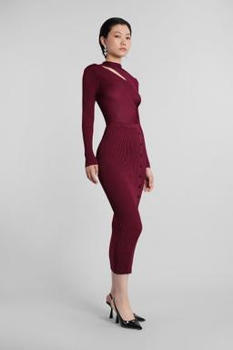 self-portrait Long Dress In Bordeaux Viscose