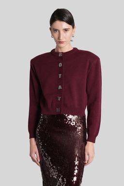 Rotate by Birger Christensen Cardigan In Bordeaux Cotton
