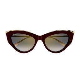 Cartier Eyewear Cartier Ct0596s Panthere De Cartier 004 Burgundy Gold Grey Sunglasses