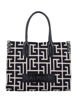 Balmain B-army Shopper 36 Bag In Pb Labyrinth Jacquard