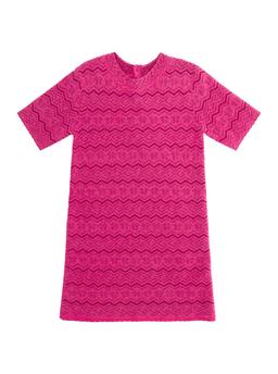 Gucci Fuchsia Crewneck Dress With Floreal Motif And G In Wool Girl