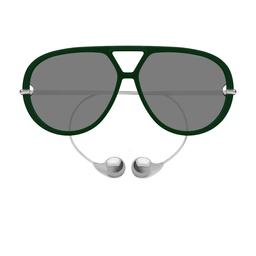 Bottega Veneta Eyewear Bottega Veneta Bv1273s Linea Unapologetic 008 Green Silver Grey Sunglasses