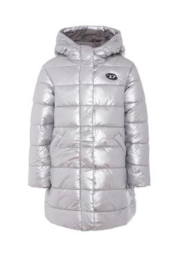 Diesel Silver Down Jacket For Girl With Logo