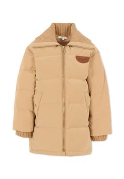 Chloé Beige Down Jacket For Girl With Patch
